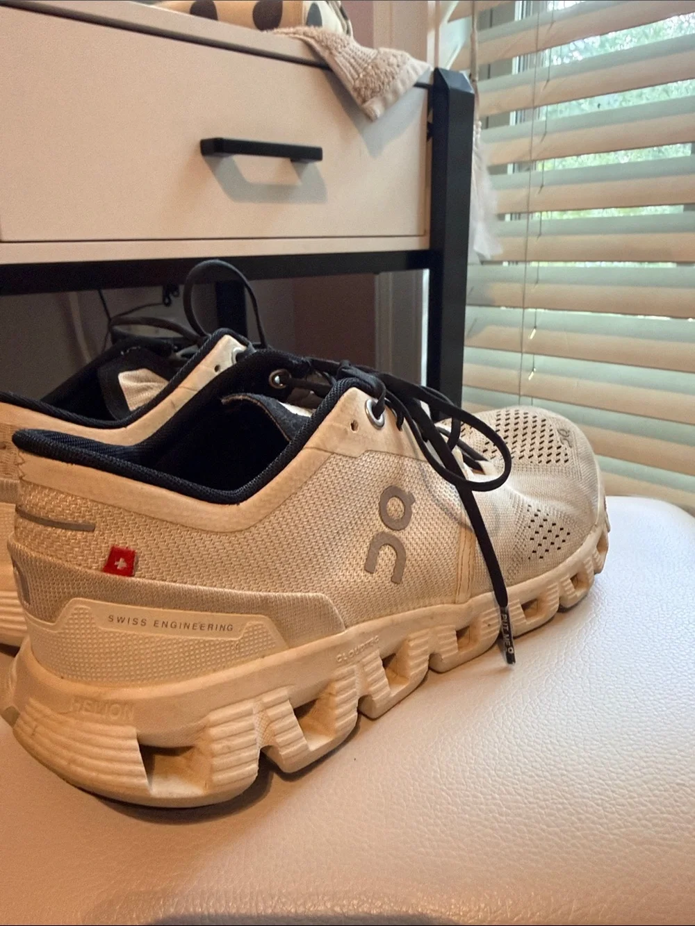 On Running Women’s Cloud Sneakers in White with Black Accents